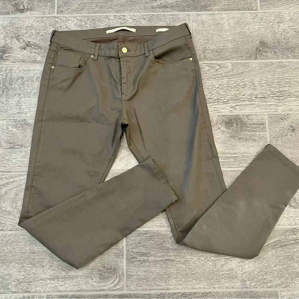 Zara Premium Denim Collection Women’s Slim Fit Waxed Jeans Size 12 Gray